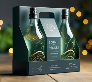 3D bottle and box mockup design for packaging.