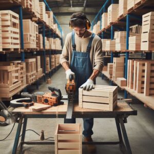 Man making wooden crates