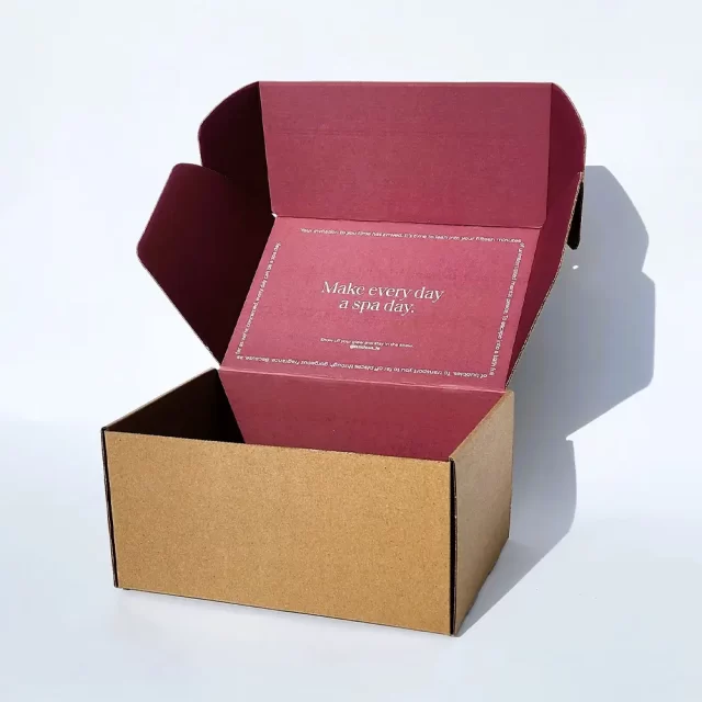 Custom Printed Packaging Box with custom message printed inside it.