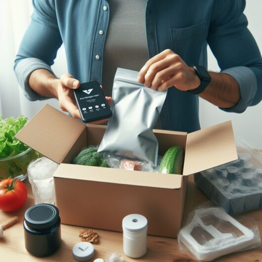 Person using poly bag for shipping and packaging