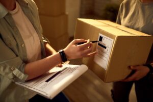 People checking details on Shipping Label