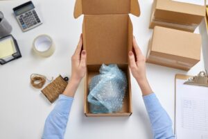 Product kept in the corrugated box using Bubble Wrap for shipping