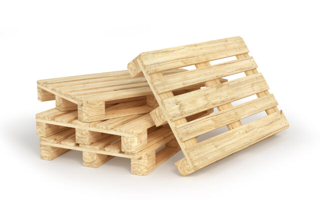 Stack Of Wood Pallets Isolated On A White 3d Illustration